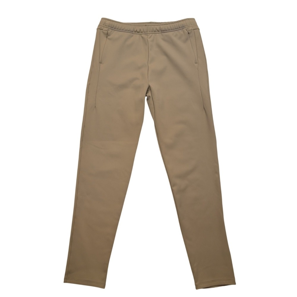 Zyia Active Fleece Lined Joggers Mens Medium Tan Khaki Zipper Pockets Athletic